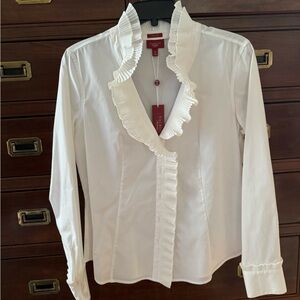 NWT Talbots Ruffle Button-Down Blouse
